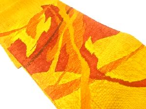 手織り真綿紬抽象模様織出し名古屋帯